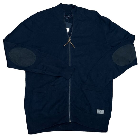 Five Four Mark McNairy Miles Full Zip Mens Navy Cotton Sweater - Size M - NWT - Picture 1 of 7